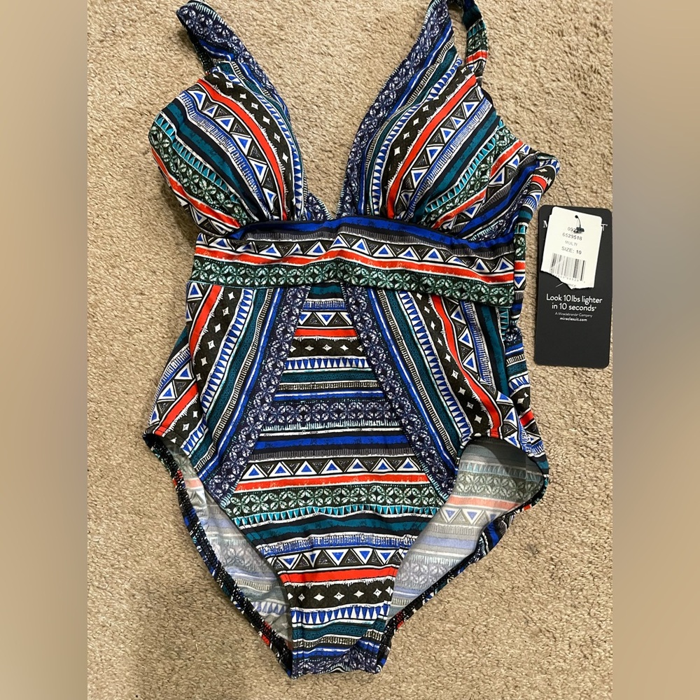 Multi-colored Sz. 10 Bathing Miraclesuit NWT